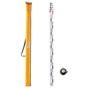 Varilla de medición telescópica de aluminio VEVOR de 5 m con escala de doble cara en cm/mm, varilla de nivelación, varilla de medición de aleación de aluminio con nivel de burbuja y bolsa de transporte para medir casas, paredes y pisos