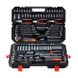 VEVOR Juego de Herramientas Mecánicas de 314 Piezas, Juego de Dados Métricos, Llaves, Puntas de Destornillador, Accesorios y Estuche, con Etiquetas de Tamaño para Reparaciones de Automóviles, Hogar
