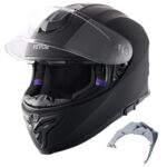 Casco de Motocicleta Integral, ABS y de Alta Densidad con Ranura para Bluetooth y Lentes Intercambiables, Cómodo Casco de Motocross, Apto para Jóvenes y Adultos, 408 x 270 x 264 mm, Talla L