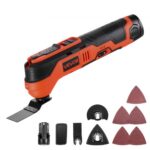VEVOR Herramienta Oscilante Inalámbrica, con 6 Velocidades 6000-17500 OPM, Ángulo de Oscilación 3,2°, Batería 2,0 Ah y Cargador, 8 Accesorios de Sierra y Luz de Trabajo LED, 270 x 100 x 55 mm