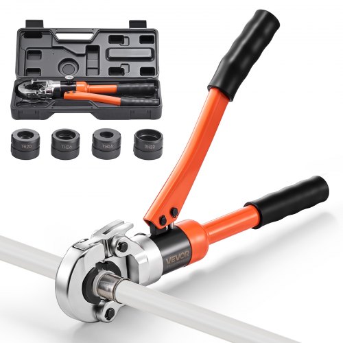 VEVOR Alicates de Prensa Hidráulica de Tuberías, Herramienta de Prensado para Tubos de PEX y Aluminio-plástico con 4 Mordazas TH16, TH20, TH26, TH32, para Reparaciones, Instalaciones de Fontanería