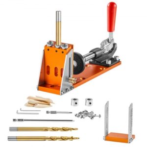 VEVOR Kit de Plantilla para Orificios Ocultos con Llave y Puntas de Accionamiento Cuadradas Plantilla de Perforación con Ayuda de Espigas para Taladrar Orificios Ocultos para Taladrar para Carpintería