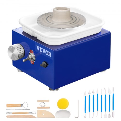 Torno de Cerámica Eléctrico 2 Platos 30W | Mini Máquina de Alfarería con Pedal VEVOR