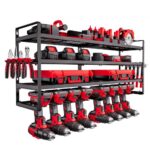 VEVOR Organizador de Herramientas Eléctricas de Pared, Estante de Almacenamiento de 4 Capas con 8 Portabrocas, para Destornillador, para Garaje, Banco de Trabajo y Taller, 928,5 x 200 x 420 mm