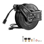 VEVOR Carrete de Manguera para Hidrolavadora 18,3 m x 6,4 mm, Retráctil de Acero, para Pared y Suelo, Presión de 275,8 bar, Rebobinado Automático para Lavado de Coches, Suelos y Jardines, Negro