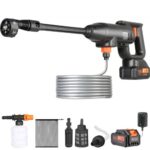 VEVOR Lavadora de Alta Presión con Batería Inalámbrica 21V Limpiador Portátil de Alta Potencia 580PSI 50bar Lavadora Eléctrica 4L/min Cargador de Batería de 4,0Ah para Limpieza de Patio, Jardín, Coche