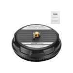 VEVOR Limpiador de Superficies para Hidrolavadora con 4 Ruedas, Redondo, Plástico, 20,68 Mpa máx., Conector Rápido de 0,635 cm, 2 Boquillas Rociadoras, para Aceras, Patios, Negro, φ 385 x 120 mm