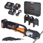 VEVOR Kit de Herramientas para Engarzar Tuberías Eléctricas con 2 Baterías de 18 V 4,0 Ah Engarzadora Profesional con Mandíbulas V15, V22, V28, Cargador Rápido y Estuche de Transporte