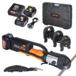 VEVOR Kit de Herramientas para Engarzar Tuberías Eléctricas con 2 Baterías de 18 V 4,0 Ah, Engarzadora Profesional con Mandíbulas M15, M22, M28, Cargador Rápido y Estuche de Transporte