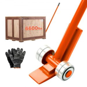VEVOR Barra de Palanca de Acero al Carbono con Ruedas, Extractor de Palés 152,4 cm, Capacidad de Carga de 2994 kg, Herramienta de Desmontaje de Madera con Guantes para Desmontar Tablas de Extracción