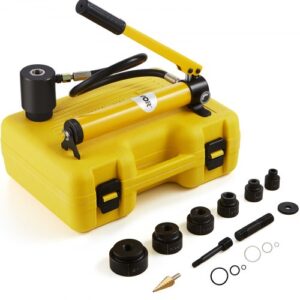 VEVOR Kit de Punzonado Hidráulico 10 T 6 Punzones 22-60 mm Punzonadora Hidráulica Manual con Estuche Mango Ergonómico Posicionamiento Preciso Herramienta de Punzonado Metal Acero Inoxidable Aluminio Plástico