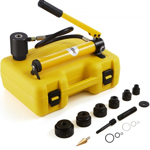VEVOR Kit de Punzonado Hidráulico 10 T 6 Punzones 22-60 mm Punzonadora Hidráulica Manual con Estuche Mango Ergonómico Posicionamiento Preciso Herramienta de Punzonado Metal Acero Inoxidable Aluminio Plástico