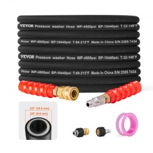 VEVOR Manguera Flexible para Lavadora a Presión 30,5 m Manguera de Lavado a Presión de Repuesto Conexión de 1/4" con Boquilla Radio de Curvatura de 19,1mm 4200 PSI para Extensión de Lavadora a Presión