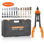 VEVOR Remachadora Manual de Tuercas Alicates de Inserción Roscada de 41cm con 13 Mandriles 186 Tuercas Herramienta de Remachado Botón Desviador Estuche de Transporte Portátil para Bricolaje Automotriz