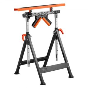 VEVOR 4 en 1 Soporte con Ruedas Carga 200 kg Altura 838,2-1270 mm con Soporte y Cabezal de Rodillo Multidireccional Pulido para Soporte de Extensión para Carpintería con Salida de Sierra de Mesa