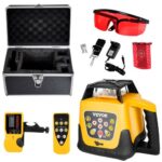 VEVOR Kit de Nivel Láser Giratorio de Haz Rojo, Alcance de 300 m, Inclinación Ajustable, Rotación de 360 ​​Grados, Estuche de Transporte, Resistencia al Agua IP54, Receptor de Control Remoto