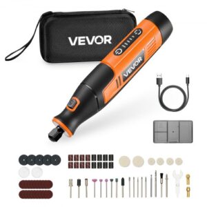 VEVOR Kit de Herramientas Rotativas Inalámbricas, 73 uds, Portátil, de 4 V CC, 5 Velocidades Ajustables, 7000-20 000 RPM, a Grabar, Lijar, Pulir, Tallar, Cortar y Manualidades, 162 x 35 x 40 mm