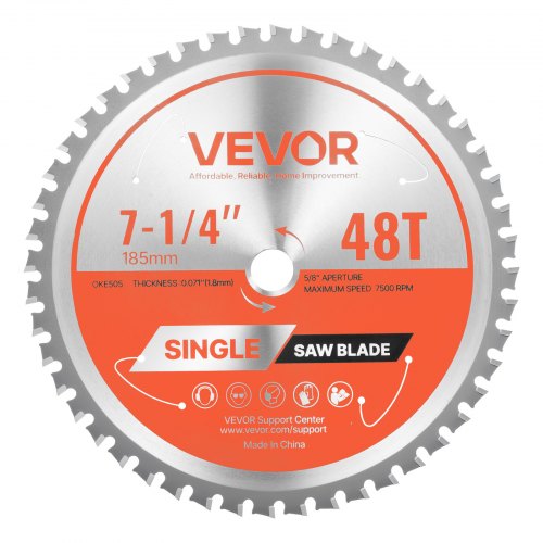 VEVOR Hoja de Sierra Circular, 185 mm de Diámetro, 48 Dientes Afilados de Aleación, 15,875 mm de Mandril, Acabado Fino, Hoja de para Cortar Metal con Rejillas de Ventilación que Reducen el Ruido