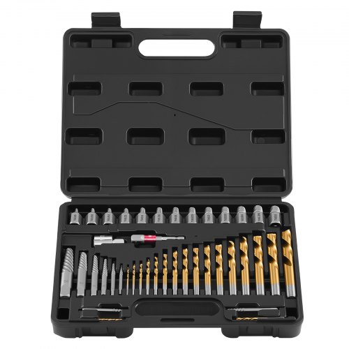 VEVOR Juego de Extractor de Tornillos Dañados y Brocas en Espiral 41 Piezas, Extractor de Pernos, con Adaptadores y Caja de Almacenamiento, Herramientas para Sacar Tornillos Rotos Oxidados Pintados