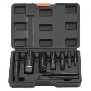 VEVOR Juego de Extractor de Roscas de Tuberías Rotas 9 Piezas, para Tubos de Diámetro de 1/8 a 1", con Estuche de Almacenamiento, Acero 41xx, Herramientas Mecánicas para Fontanero Bricolaje Reparación