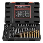 VEVOR Juego de Extractor de Tuercas y Tornillos Dañados 54 Piezas, con Brocas para Taladro, Adaptadores y Estuche de Almacenamiento, Acero 41xx, Herramientas para Sacar Pernos Rotos Oxidados Pintados