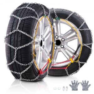 Cadenas para neumáticos de nieve VEVOR, cadenas de tracción de emergencia de acero de aleación de manganeso, cadenas de cable para neumáticos para automóviles, camionetas, SUV y camiones, color plateado (2 piezas)