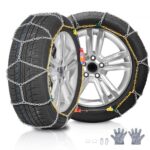 Cadenas para nieve VEVOR, cadenas de tracción de emergencia de acero de aleación de manganeso, cadenas para nieve para automóviles, camionetas, SUV y camiones, color plateado, juego de 2