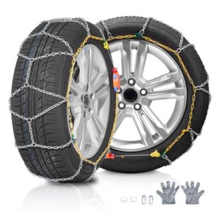 Cadenas para nieve VEVOR, cadenas de tracción de emergencia de acero de aleación de manganeso, cadenas para nieve para automóviles, camionetas, SUV y camiones, color plateado, juego de 2