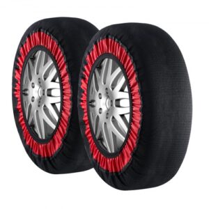 VEVOR Calcetines de nieve engrosados para neumáticos, calcetines de fibra de poliéster para neumáticos con correas elásticas, cubierta de neumáticos con tracción para nieve para automóviles, SUV, camionetas y camiones (paquete de 2) - Extra grande