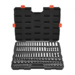 VEVOR Juego de Llaves de Vaso, con Accionamiento 9,5 mm, Medidas Métricas 6 a 24 mm, Profundas y Estándar, para Mecánicos con Estuche, Acero de Aleación CR-V Cromado, 535 x 410 x 89 mm, 104 uds
