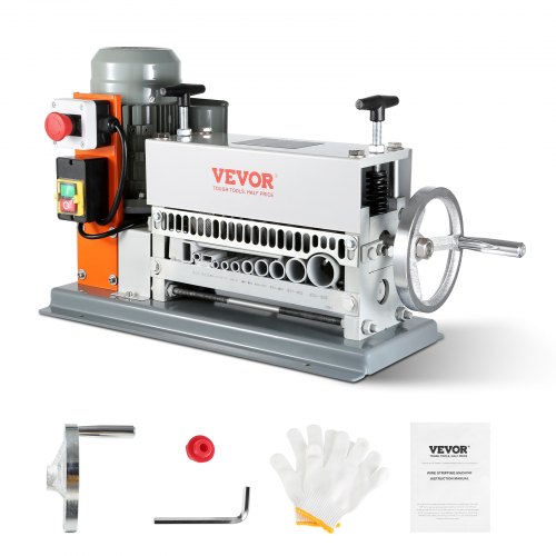 VEVOR Máquina Pelacables Automática de Hierro Fundido 370 W Pelacables Eléctrico Motorizado de 1,5-36 mm Pelacables de 27 m/min con Manivela Manual Extra 11 Canales para Reciclaje de Chatarra de Cobre