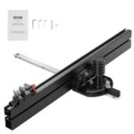 VEVOR Calibre de Inglete de Precisión, Ranura Estándar 19 x 10 mm, Calibre de Inglete para Sierra de Mesa de Aleación de Aluminio con Rejilla, 15 Topes de Ángulo, Émbolo con Resorte 450 x 650 x 120 mm