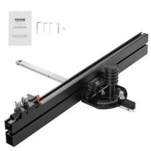 VEVOR Calibre de Inglete de Precisión, Ranura Estándar 19 x 10 mm, Calibre de Inglete para Sierra de Mesa de Aleación de Aluminio con Rejilla, 15 Topes de Ángulo, Émbolo con Resorte 450 x 650 x 120 mm
