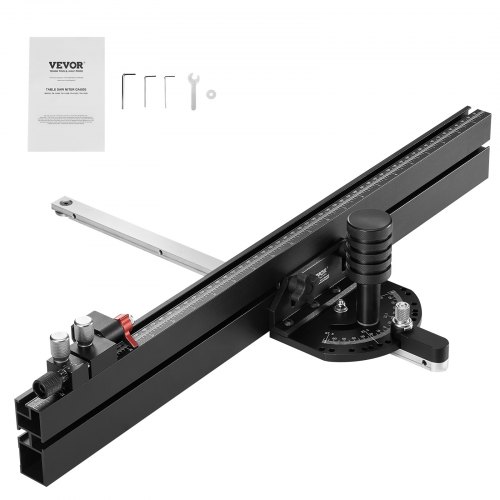 VEVOR Calibre de Inglete de Precisión, Ranura Estándar 19 x 10 mm, Calibre de Inglete para Sierra de Mesa de Aleación de Aluminio con Rejilla, 15 Topes de Ángulo, Émbolo con Resorte 450 x 650 x 120 mm