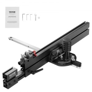 VEVOR Calibre de Inglete de Precisión, Ranura Estándar 19 x 10 mm, Calibre de Inglete para Sierra de Mesa de Aleación de Aluminio con Rejilla, 450 x 550 x 120 mm, 15 Paradas Positivas, 2,19 kg