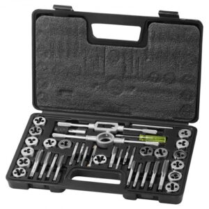 VEVOR Juego de Machos y Terrajas 40 Piezas Tamaño Métrico de M3 a M12 Kit de Machos y Troqueles con Maletín de Transporte Portátil Herramientas para Construcción Reparación de Automóvil Fontanería