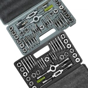 VEVOR Juego de Machos y Terrajas 80 piezas M3-M12 Métrico y SAE de Acero Kit de Machos y Troqueles con Maletín de Transporte Portátil Herramientas para Construcción Reparación de Automóvil Fontanería