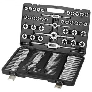 VEVOR Juego de Machos y Terrajas 110 Piezas Tamaño Métrico de M2 a M18 Kit de Machos y Troqueles con Maletín de Transporte Portátil Herramientas para Construcción Reparación de Automóvil Fontanería