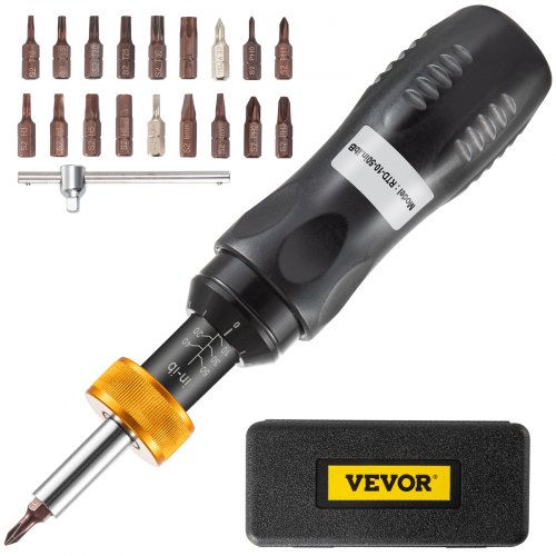 VEVOR Juego de Destornilladores Dinamométricos 1/4" Rango de Torsión de 1,1-5,6 N/m Rango de Torsión Preciso a ±5% Destornillador Dinamométrico con Incremento de 0,6 Nm con 18 Puntas y Estuche