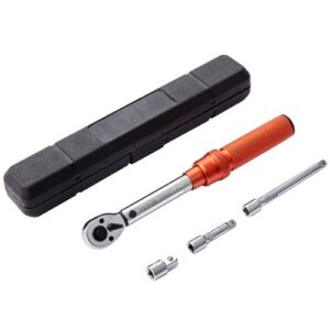 VEVOR Llave Dinamométrica 1/4" Llave Dinamométrica Mecánica 2,3-23 N.m Precisión ±3% Llave de Carraca Ajustable 72 Dientes Contrafuerte con Adaptadores y Extensión 127 mm Kit Mantenimiento Coche Moto