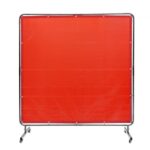 Cortina de Soldadura con Marco, 1,8x1,8 m Pantalla de Protección de Soldadura de Vinilo Ignífugo con 4 Ruedas Giratorias 2 Bloqueables, Cortina Móvil Profesional para Taller, Industria, Rojo