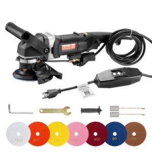 Pulidora húmeda VEVOR de 800 W, amoladora de hormigón de 4" con 6 velocidades variables y 7 kits de pulido, máquina amoladora húmeda para mármol, granito, piedra, roca, baldosas, equipada con un interruptor GFCI (700-3000 RPM)