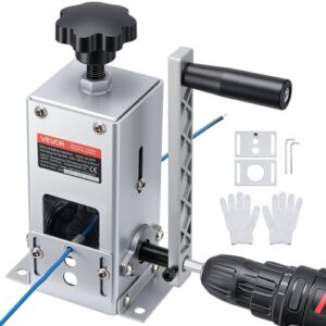 VEVOR Máquina Pelacables Manual 1,5-30 mm de Diámetro, Pela Cables con Manivela o Taladro, Herramienta para Pelar Cables de Cobre, Marco Q235 de Alta Resistencia para Recolectar Chatarra de Cobre