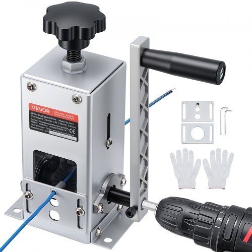 VEVOR Máquina Pelacables Manual 1,5-30 mm de Diámetro, Pela Cables con Manivela o Taladro, Herramienta para Pelar Cables de Cobre, Marco Q235 de Alta Resistencia para Recolectar Chatarra de Cobre