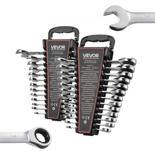 VEVOR Juego de Llaves de Trinquete 26 Unidades, Llaves Combinadas con Carraca, Métrica de 6-19 mm y SAE de 1/4 ''-7/8 '', con Organizador, para Bricolaje Hogar Reparaciones de Automóvil, Plateado