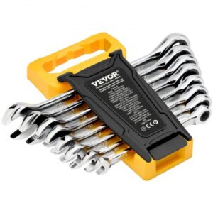 VEVOR 8 PCS Juego de Llaves Combinadas, Juego de Llaves de Trinquete con Estante Organizador, Juego de Llaves Mediano Métricas de 8 mm a 19 mm, para Uso Doméstico, Reparaciones de Automóviles