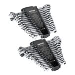 VEVOR 30 PCS Juego de Llaves Combinadas, Juego de Llaves de Trinquete con Estante Organizador, Juego de Llaves Mediano SAE de 1/4" a 1" y Métricas de 8 mm a 24 mm para Reparaciones de Automóviles
