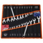 VEVOR Juego de Llaves Combinadas 42 Unidades, Llave de Estrella de 12 Puntas, Métrica y SAE, Acero al Carbono, con Bolsa de Almacenamiento, para Reparaciones de Automóvil Bricolaje Hogar Talleres