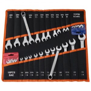 VEVOR Juego de Llaves Combinadas 42 Unidades, Llave de Estrella de 12 Puntas, Métrica y SAE, Acero al Carbono, con Bolsa de Almacenamiento, para Reparaciones de Automóvil Bricolaje Hogar Talleres