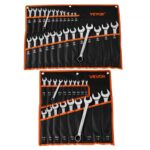 VEVOR Juego de Llaves Combinadas 44 Unidades, Llave de Estrella de 12 Puntas, Métrica de 6-32 mm y SAE de 1/4 '' a 1-1/4 '', con Bolsa de Almacenamiento, para Bricolaje Hogar Reparaciones de Automóvil